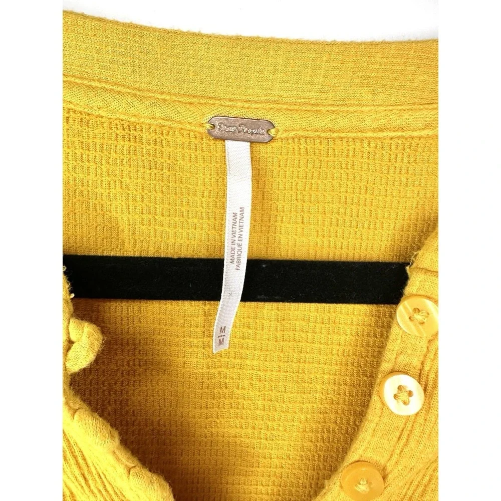 Free People Summer Struttin Mini Dress Golden Yellow Henley Waffle Ruffle Medium